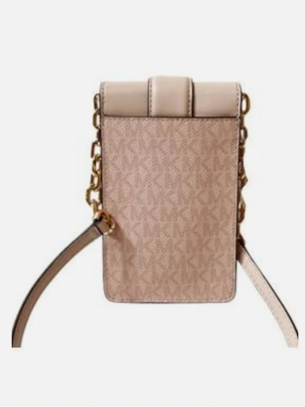 Michael Kors Blush MK Monogram Crossbody Phone Pouch with Gold Logo